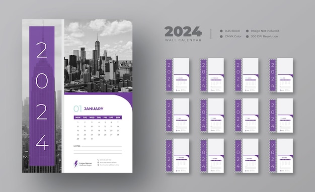 2024 wall calendar template