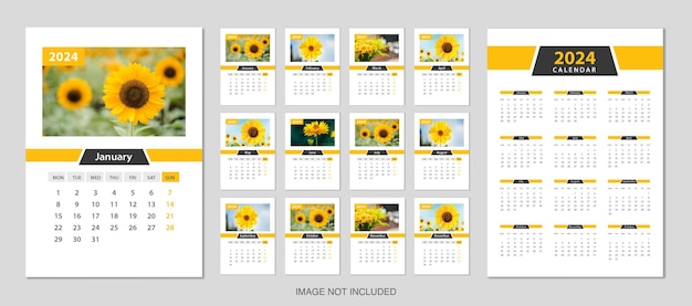 Vector 2024 wall calendar template