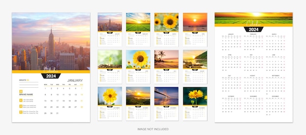 Vector 2024 wall calendar template