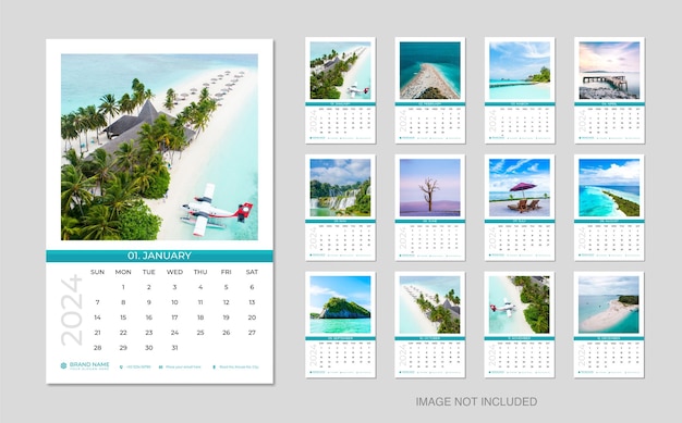 Vector 2024 wall calendar template