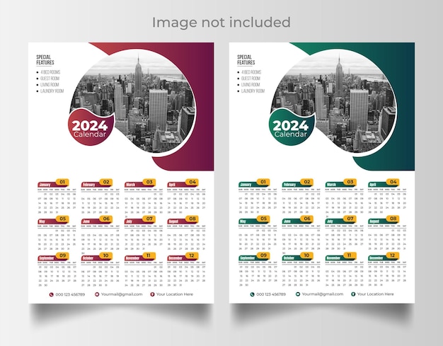 2024년 벽 달력 템플릿