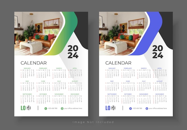 2024 wandkalender met één pagina