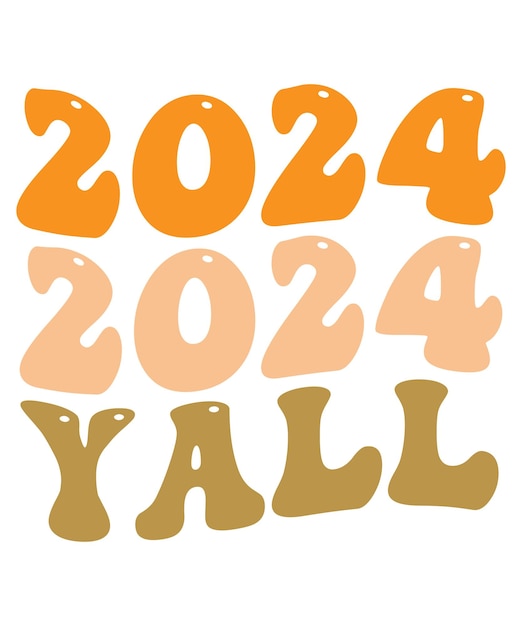 벡터 2024 yall 타이포그래피 새해 2024