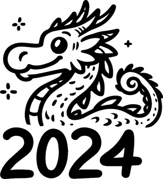 Vector 2024 year of the blue dragon calligraphy