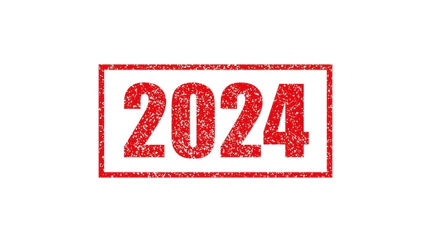 Vector 2024 year rectangle rubber stamp