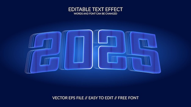 Vector 2025 3d editable vector text effect template