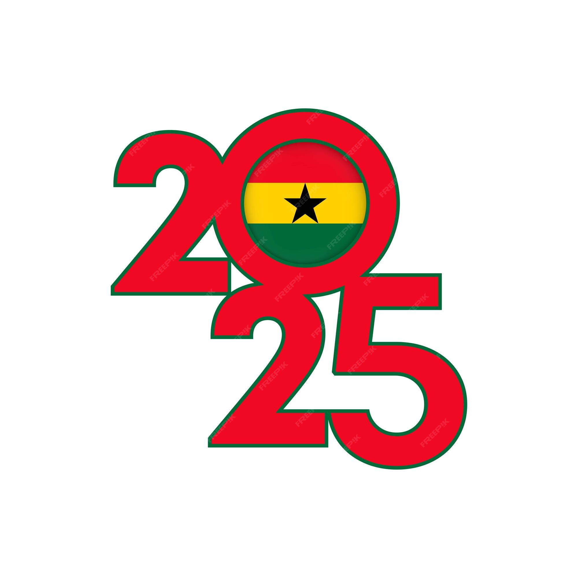 Premium Vector | 2025 banner with Ghana flag inside Vector illustration