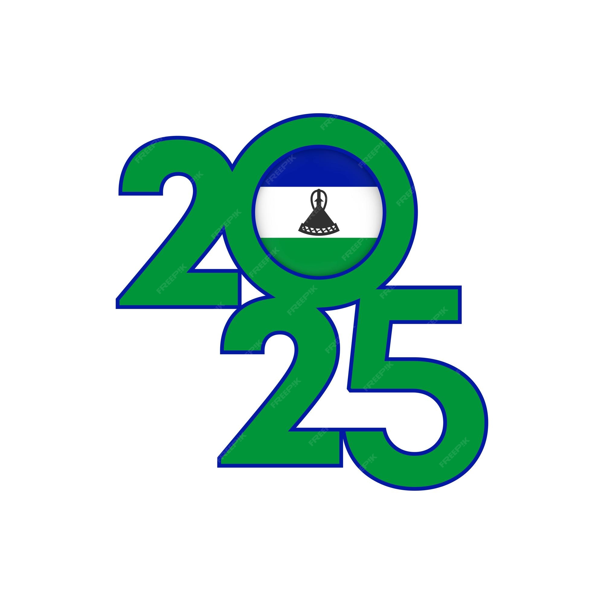 Premium Vector | 2025 banner with Lesotho flag inside Vector illustration