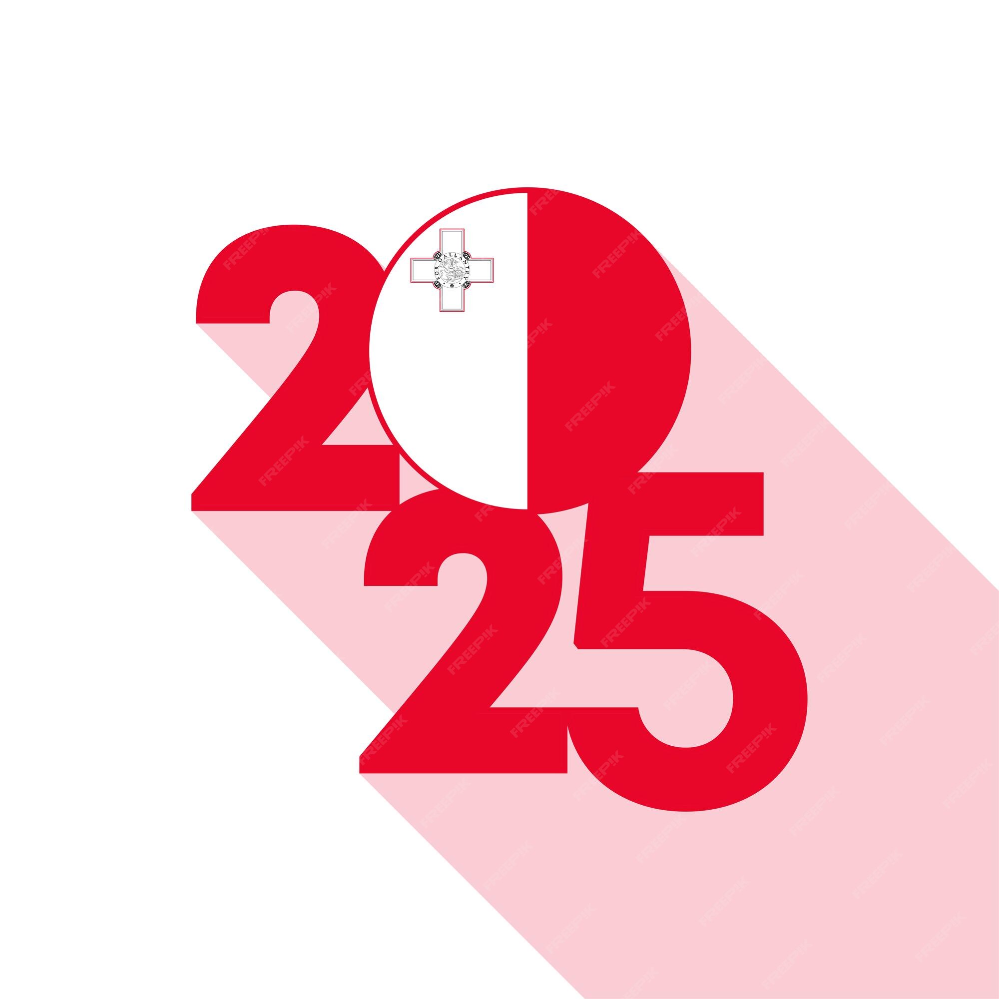 Premium Vector | 2025 banner with Malta flag inside Vector illustration