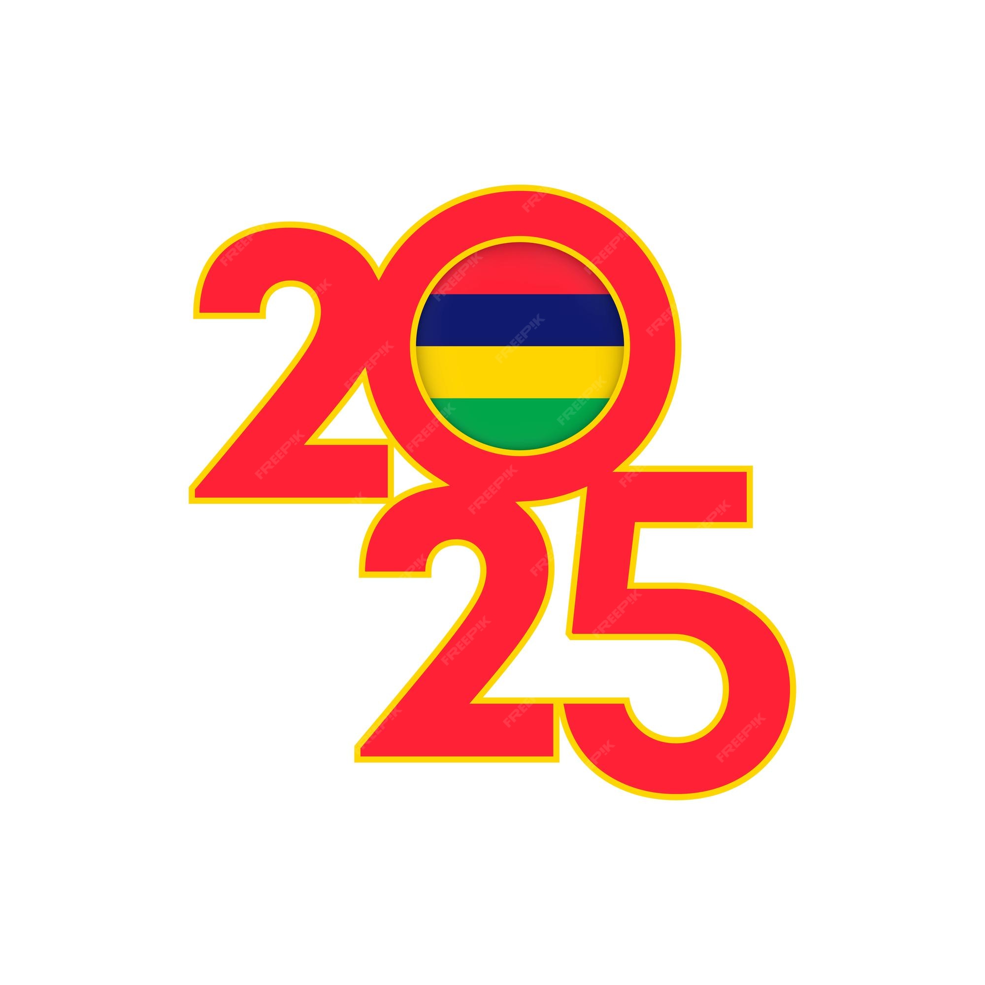 Premium Vector | 2025 banner with Mauritius flag inside Vector illustration