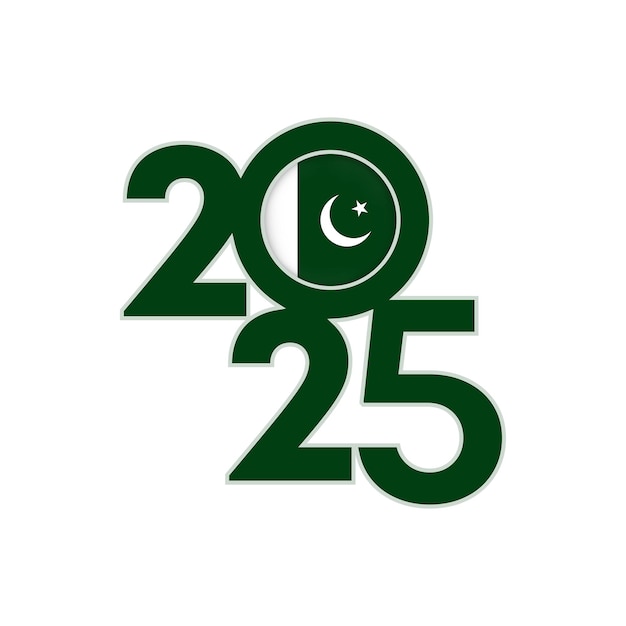 Premium Vector 2025 banner with Pakistan flag inside Vector illustration