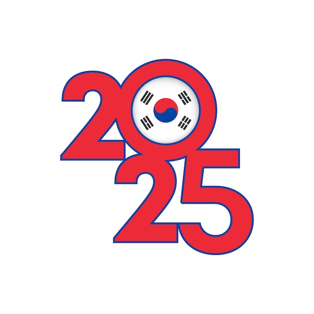Premium Vector 2025 banner with South Korea flag inside Vector illustration
