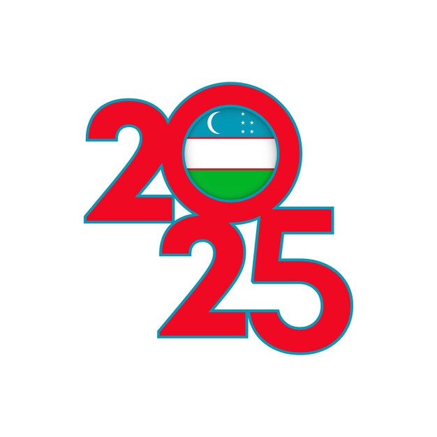 Premium Vector 2025 banner with Uzbekistan flag inside Vector illustration