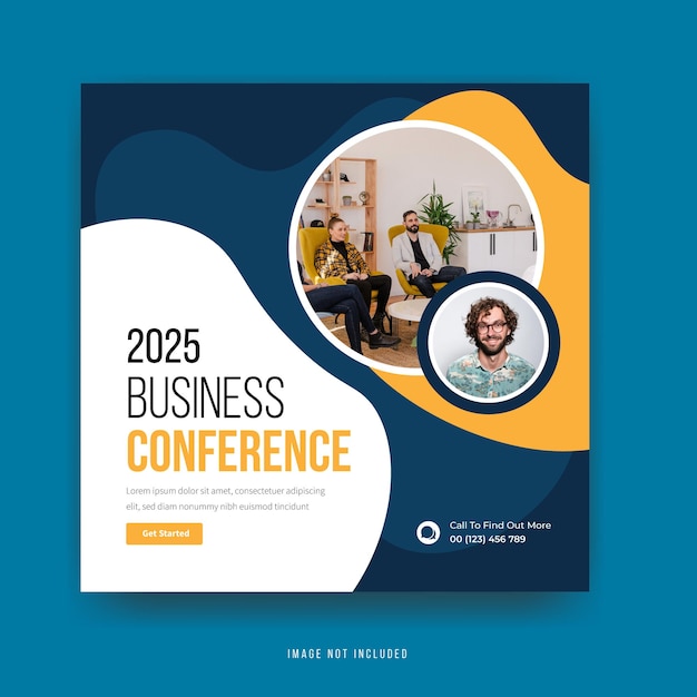 2025 бизнес-конференция дизайн поста в социальных сетях премиум вектор