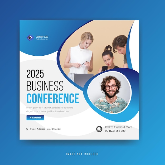 2025 business conference social media post template design premium vector