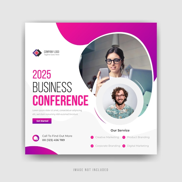 2025 business conference social media post template design premium vector