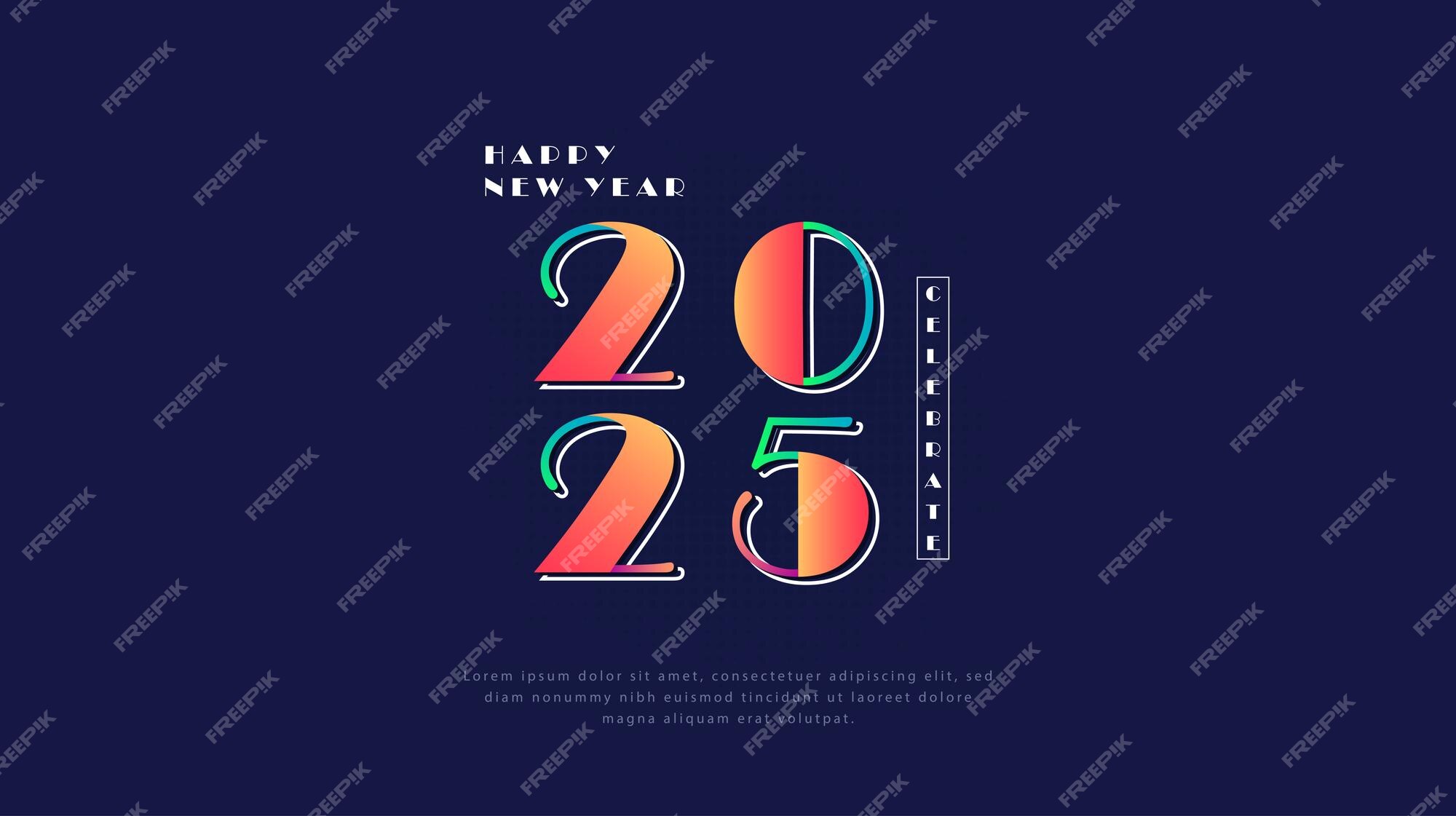 Premium Vector | 2025 calendar 2025 text New year 2025 minimalist Happy ...