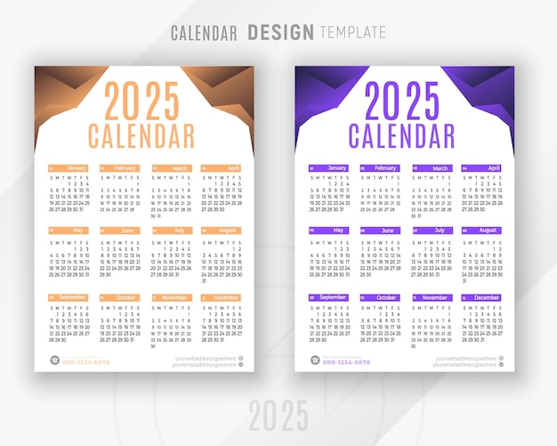 Modello di progettazione del calendario 2025 per un buon pianificatore di nuovo anno