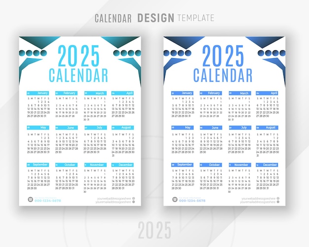 행복한 새해 계획을 위한 2025 달력 디자인 템플릿