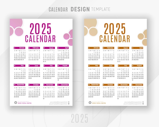 2025 calendar design template for happy new year planner