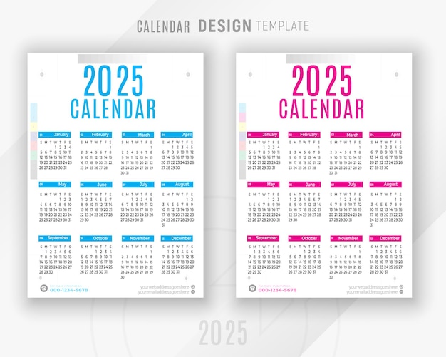 Modello di progettazione del calendario 2025 per un buon pianificatore di nuovo anno