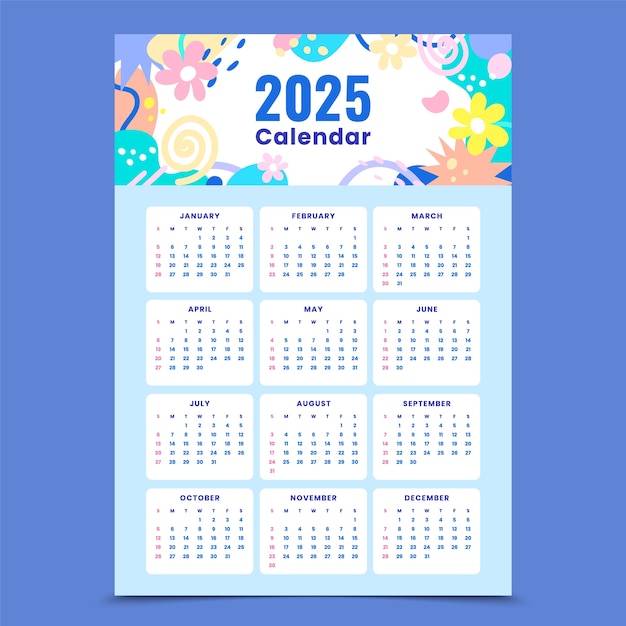 2025 calendar in flat design