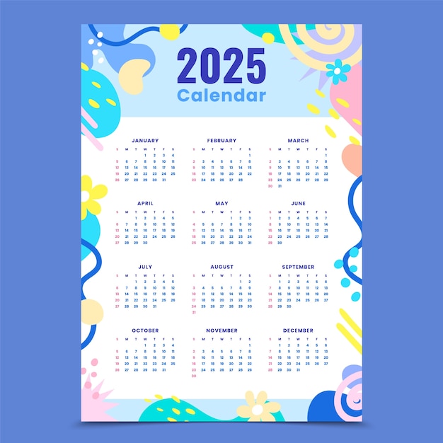 2025 calendar in flat design