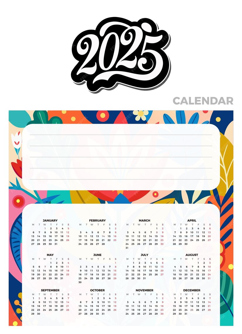 2025 Calendar Floral Design Printable Template Premium AIgenerated