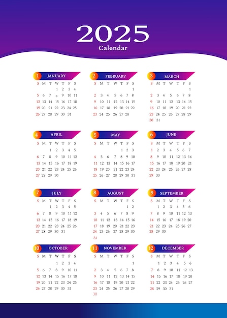 Calendrier 2025