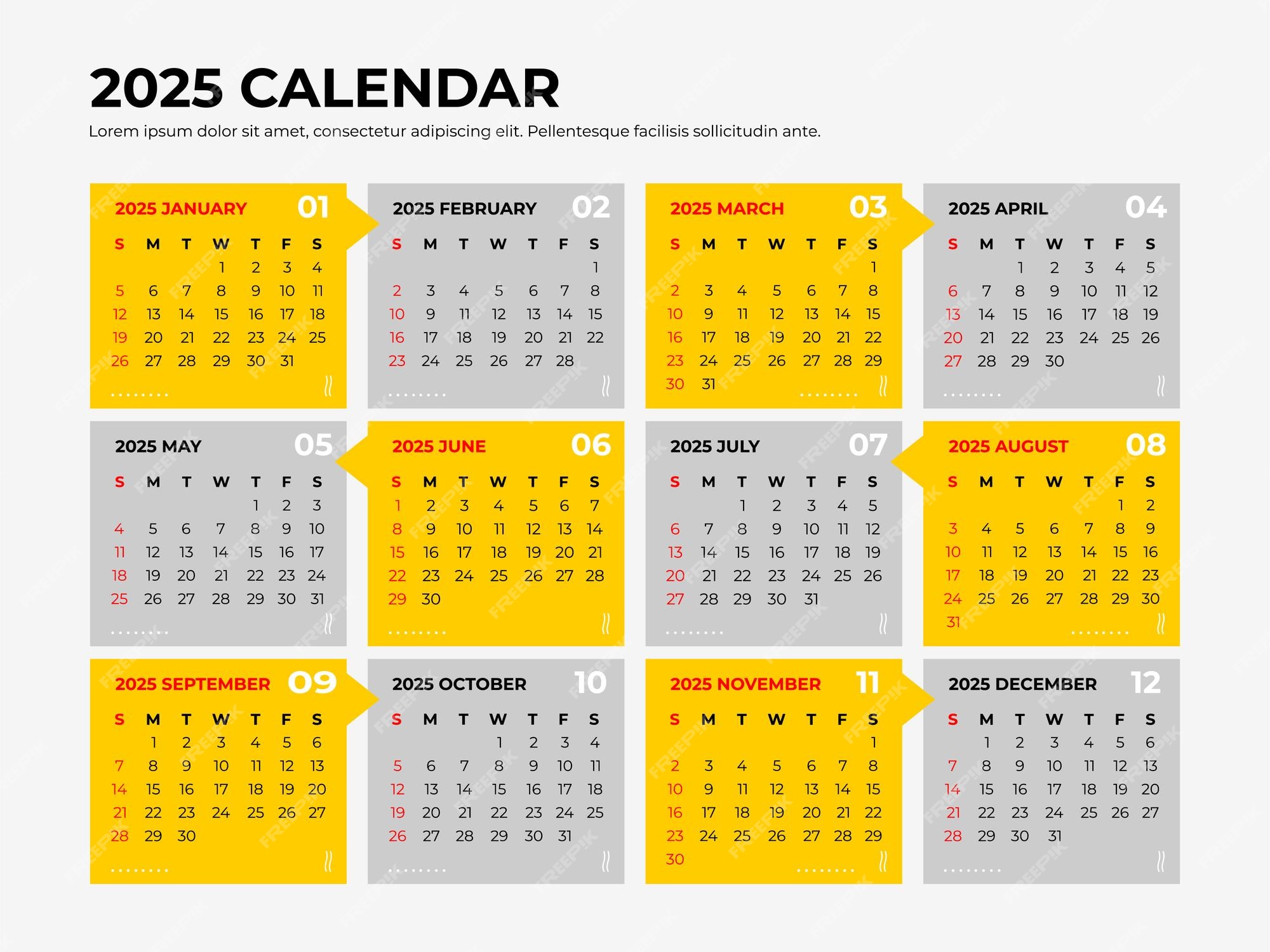 Premium Vector | 2025 calendar template