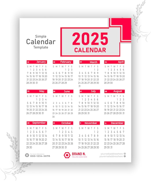 2025 Calendar Template