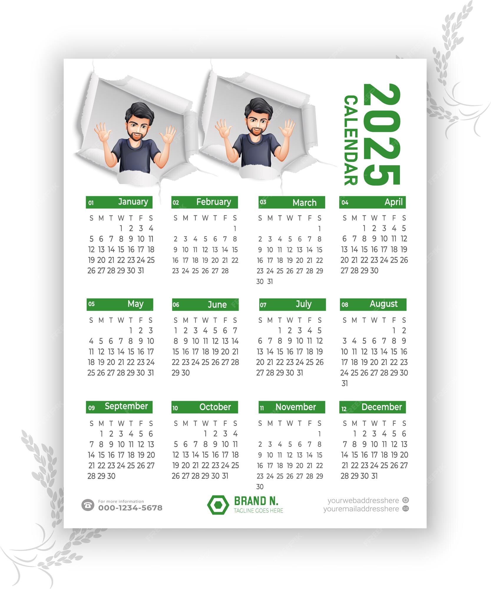 Premium Vector 2025 calendar template