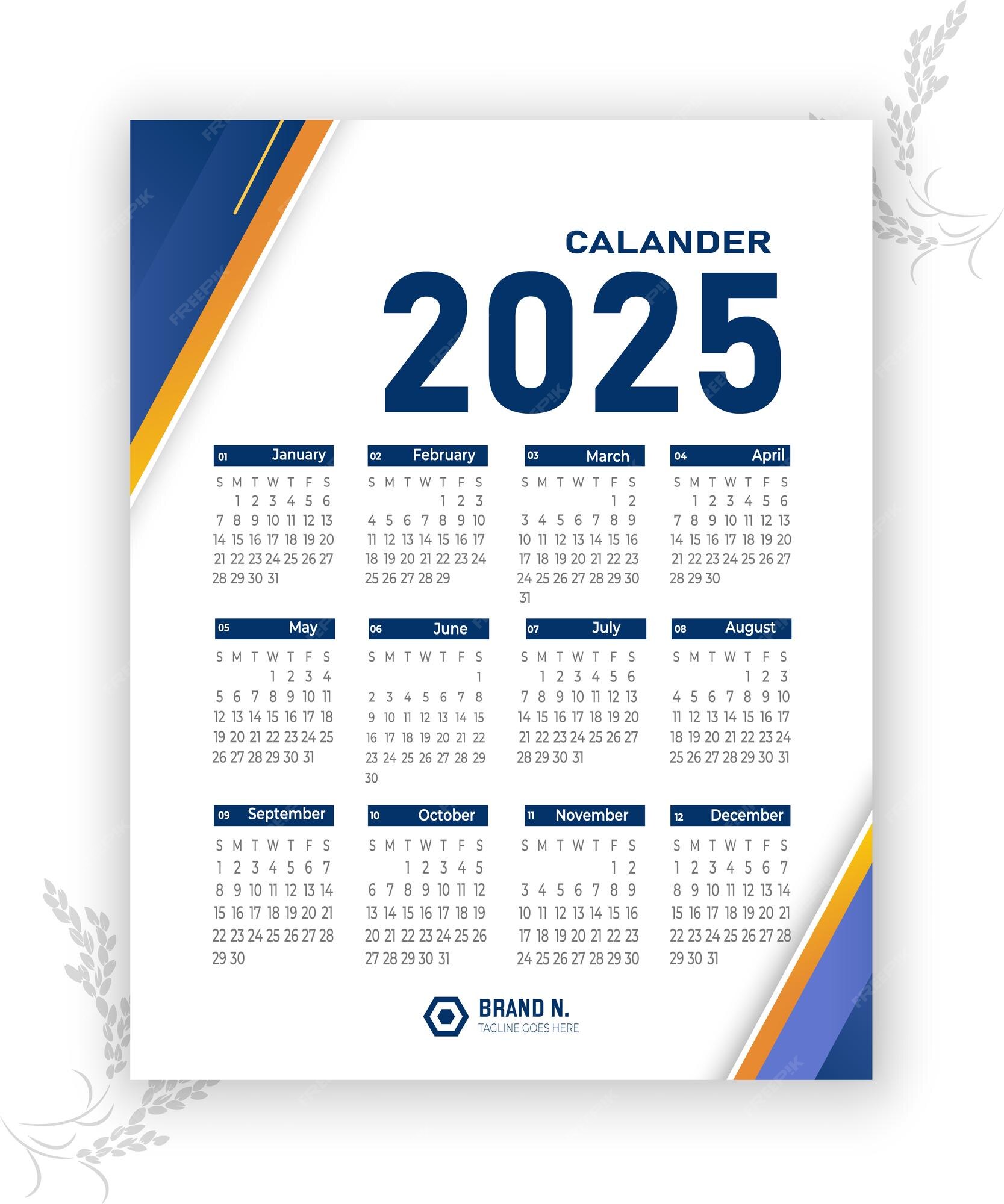 Premium Vector 2025 Calendar Template