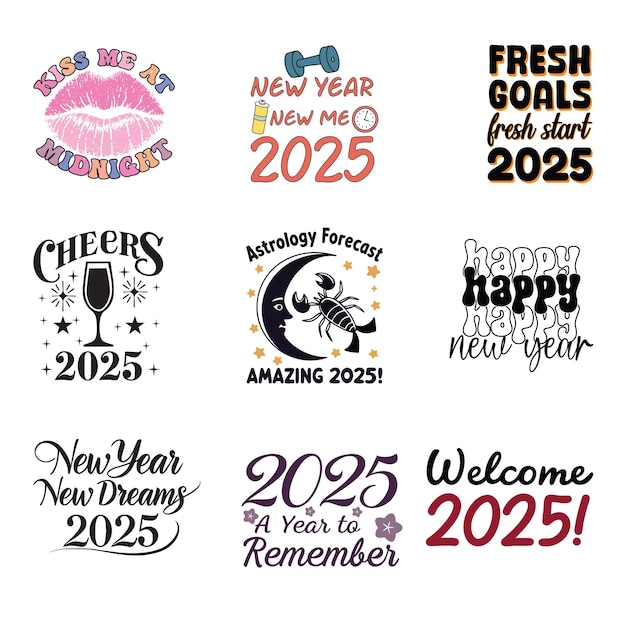 Premium Vector 2025 Countdown Festive Design Bundle Happy New Year