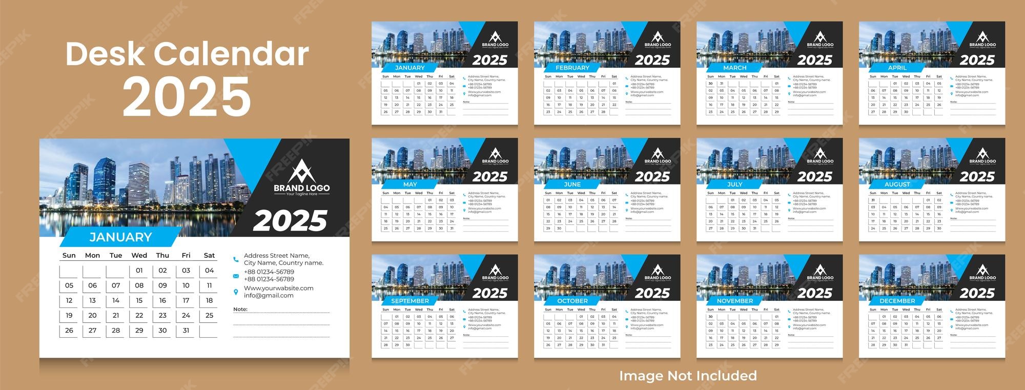 Premium Vector 2025 desk calendar design Set of 12 months Monthly