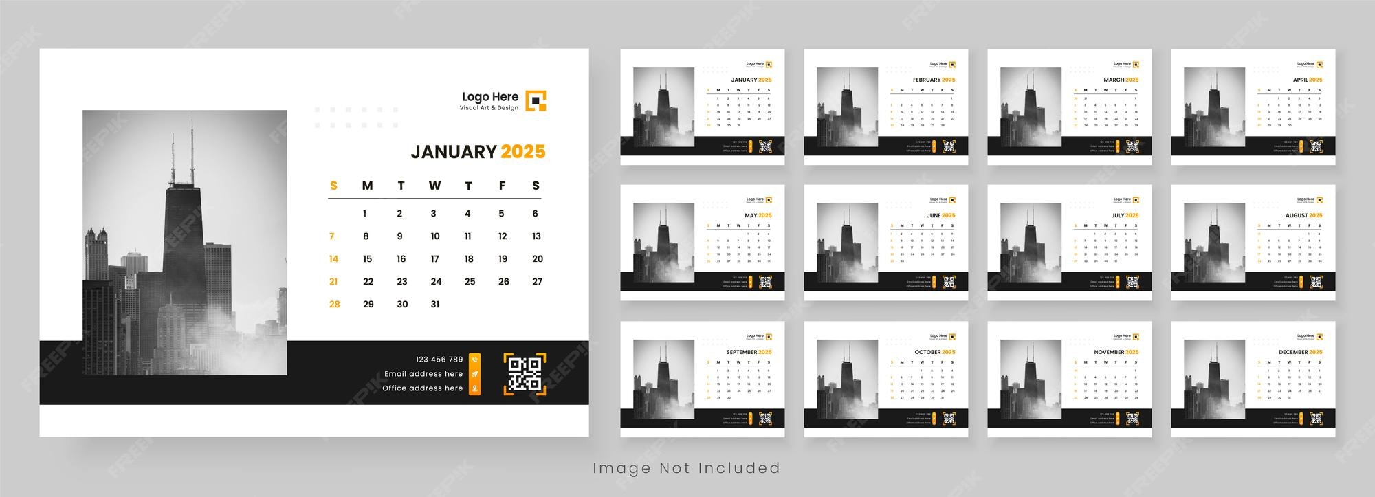 Premium Vector | 2025 desk calendar design template