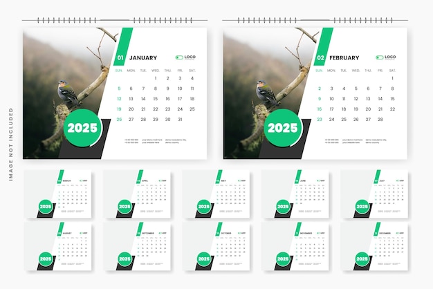 2025 desk calendar design template