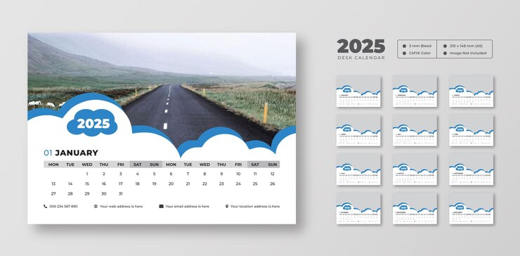 Вектор шаблон календаря для стола или стола 2025 корпоративный календарь для стола для планирования расписания