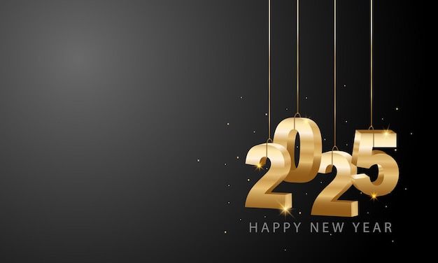 2025 Gelukkig Nieuwjaar achtergrondontwerp wenskaart banner poster vectorillustratie