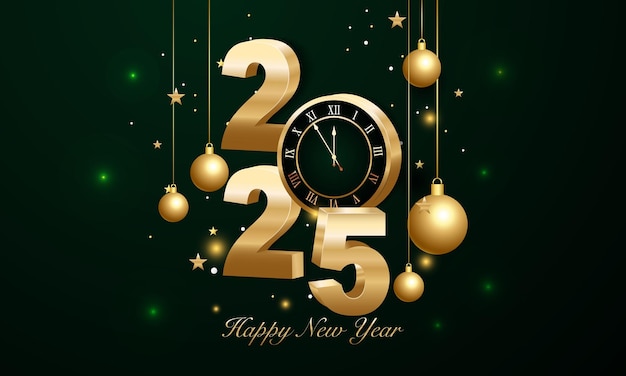 2025 Happy New Year Background Design Greeting Card Banner Poster Vector Illustration