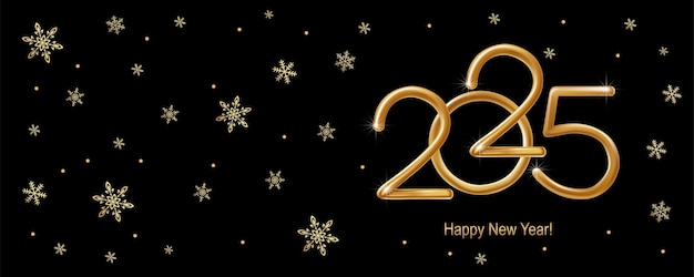 2025 Happy New Year hand lettering calligraphy Vector holiday illustration element Typographic element for banner poster congratulations