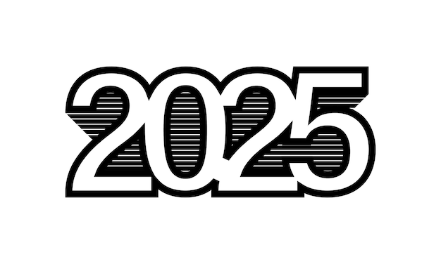 Vector 2025 happy new year number design