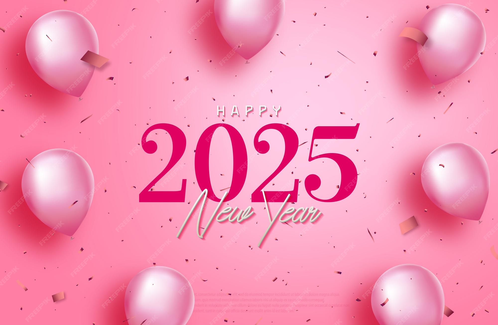 Premium Vector 2025 happy new year pink balloon background vector
