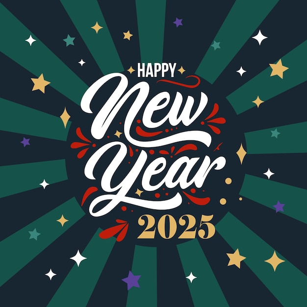 2025 Happy New Year set logo ontwerp retro nummer ontwerp sjabloon