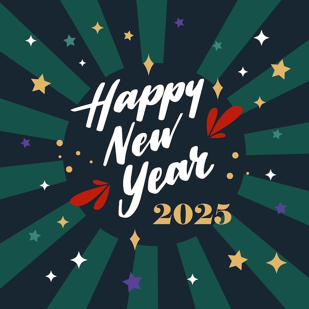 2025 Happy New Year set logo ontwerp retro nummer ontwerp sjabloon