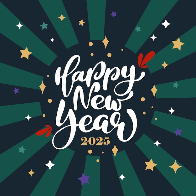 2025 Happy New Year set logo ontwerp retro nummer ontwerp sjabloon