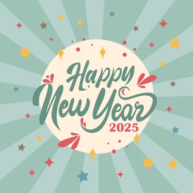 2025 Happy New Year set logo ontwerp retro nummer ontwerp sjabloon