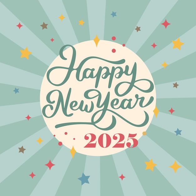 2025 Happy New Year set logo ontwerp retro nummer ontwerp sjabloon