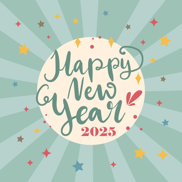 2025 Happy New Year set logo ontwerp retro nummer ontwerp sjabloon