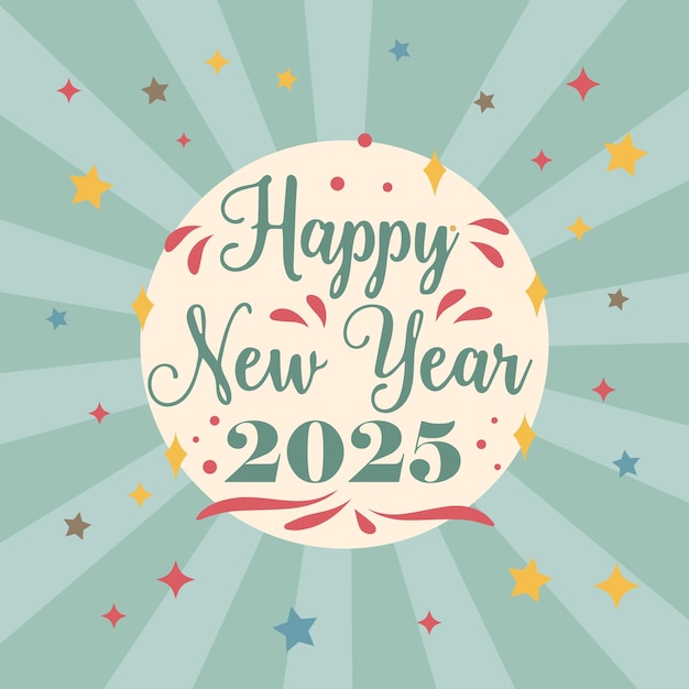 2025 Happy New Year set logo ontwerp retro nummer ontwerp sjabloon